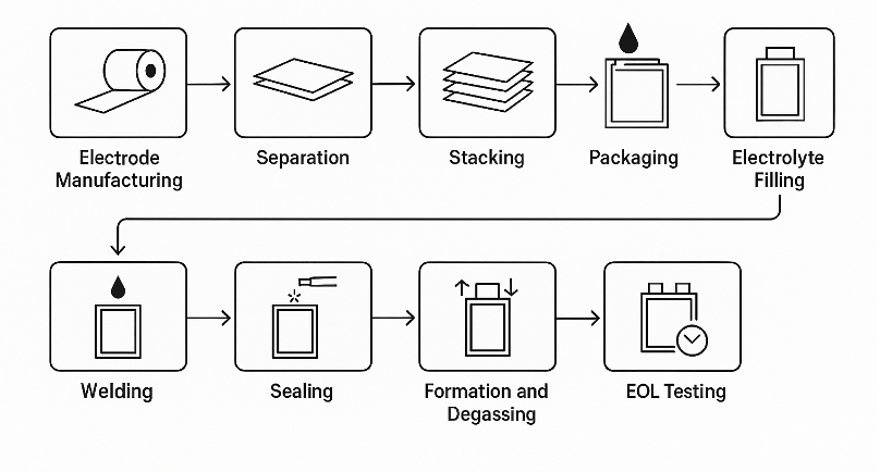 Pouch battery cell manufacturing process